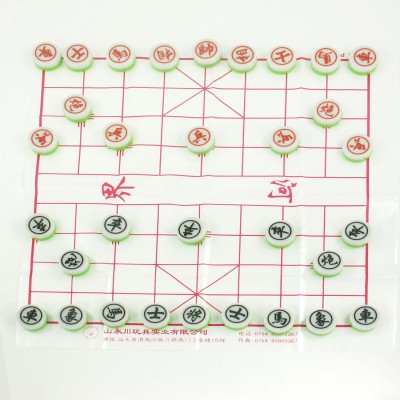 Round Green White Chessmen Foldable Chessboard Chinese Chess Set w Red Box   